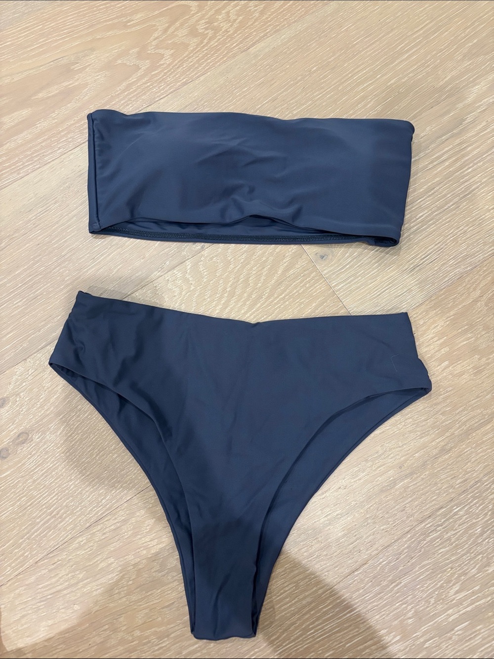 Zaful blue Strapless High-Waist Bikini Set